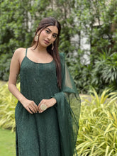 Vintage Pine Chikankari Strappy Kurta Set